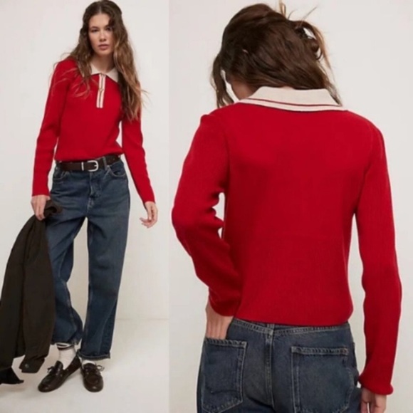 New! Free People rudy cashmere henley pullover lip prints 2726